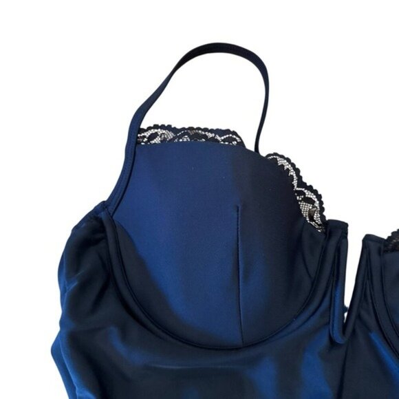 NWT Cupshe Tummy Control Lovely Lace Underwire One Piece Swimsuit Black Size M - Picture 9 of 16